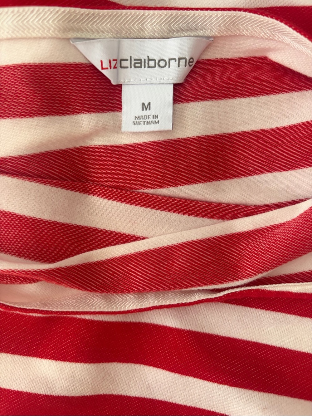 Liz Claiborne Red and Cream Striped Tee - Picture 4 of 5